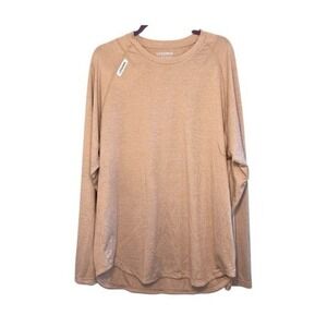 Legends Enzo Long Sleeve Performance Tee‎ Tan Striped Wicking Crewneck XXL
